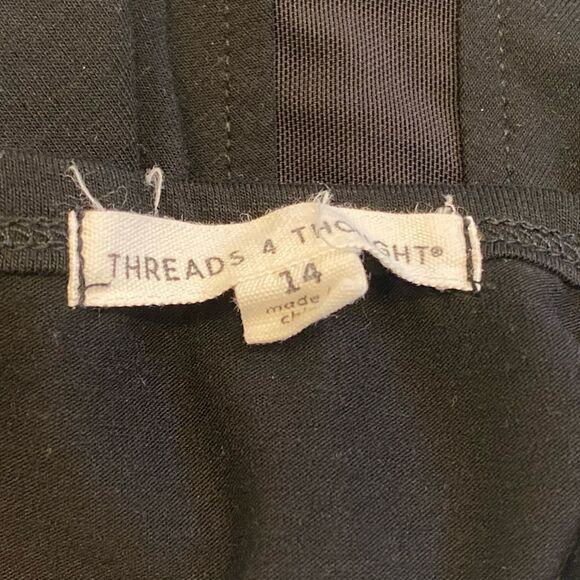 Threads 4 Thoughts Girls Black T-Shirt with Mesh Detail - Picture 4 of 5